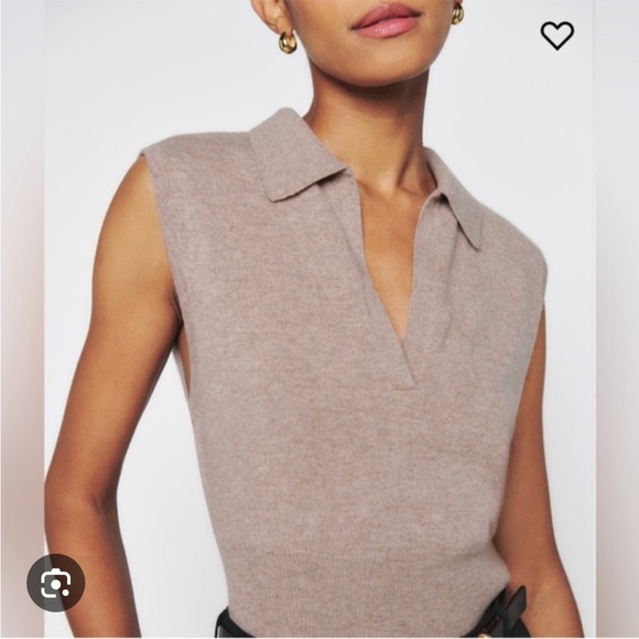 Reformation gezim collared sweater vest in oatmeal - Picture 2 of 9